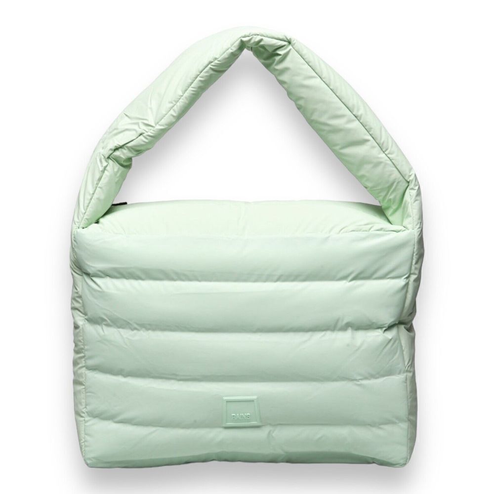Rains Loop Shopper Mini Mineral Mint Plush Shoulder Bag Waterproof Puffy Quilted